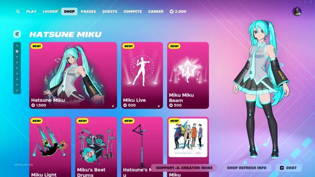 All the items and stuff in the Hatsune Miku shop